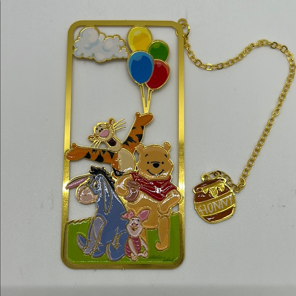 Winnie the Pooh Gold Bookmark with Balloons